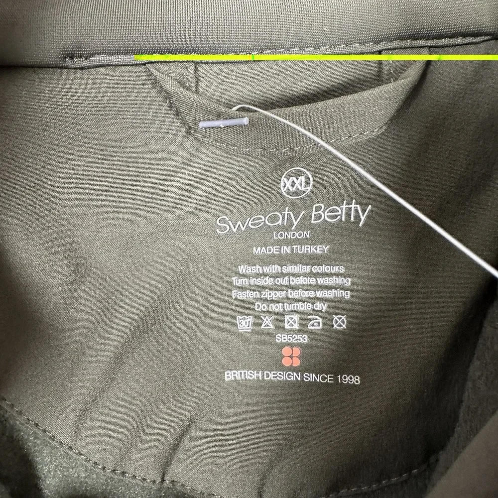 Sweaty Betty Fast Track Padded Running Jacket Womens XXL Green Full Zip NEW